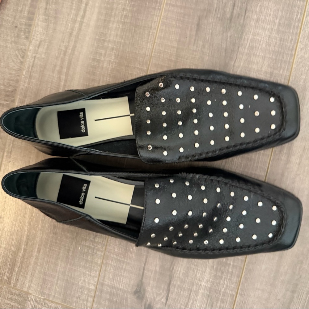 Dolce Vita Black Studded Leather Loafers